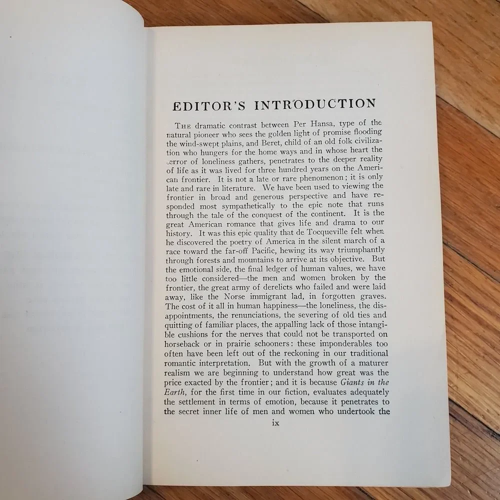 Giants in the‎ Earth by O.E. Rolvaag hardcover book Harpers Modern Classics 1929